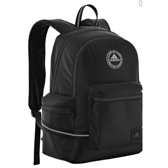 ADIDAS CITY ICON Unisex OSFA 17" Backpack Laptop Black WHITE WIPE CLEAN $60 NWT - Picture 3 of 7